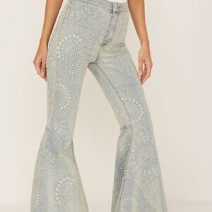 Free People Flare Jeans Print Float on Indgio Women Size 27